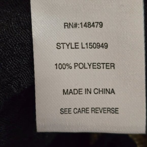 WOMENS LILY BY FIRMIANA BLACK LACE SHEER DRESS GOLD FLOWERS BELL SLEEVE XL - Picture 5 of 7